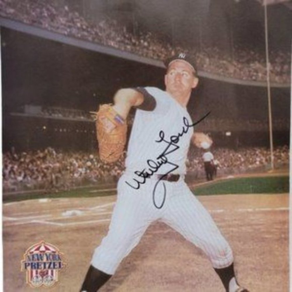 Vintage Signed Whitey Ford New York Yankee Great Pretzel Color Photograph